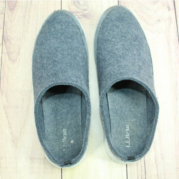 LL Bean Downeast Gray Wool Slip On Anti Odor Cozy Slipper Clogs Size 11 M - Picture 7 of 9